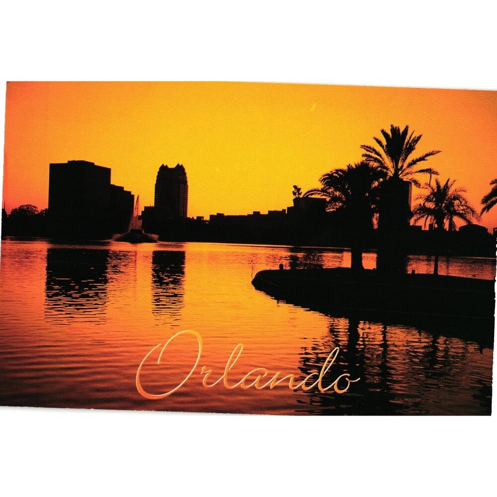 Orlando Sunset Cityscape Postcard Scenic Florida Collectible Art Print Travel
